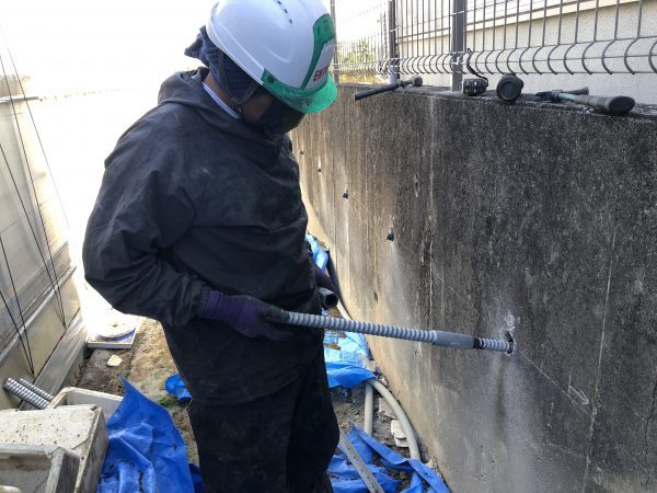 自穿孔ロックボルト　継ぎ足し状況