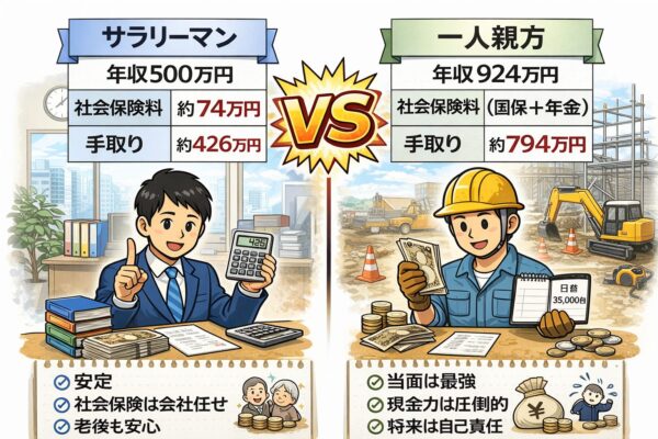 サラリーマンと比較