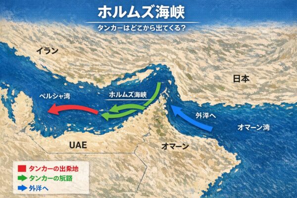 ホルムズ海峡とタンカー航路