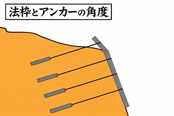 法枠とアンカーの角度
