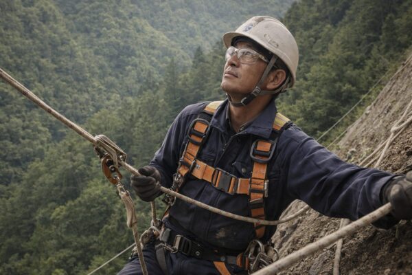 50歳前後の熟練の法面職人