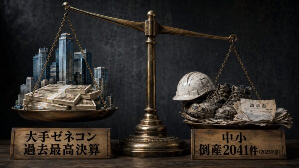 大手ゼネコン 過去最高決算」と中小 倒産2041件