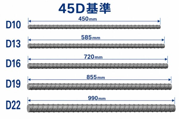鉄筋重ねの長さ一覧