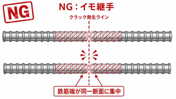 鉄筋のイモ継手