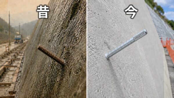 昔の鉄筋挿入工と今の鉄筋挿入工