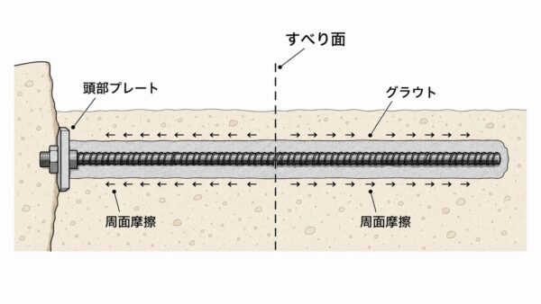 アンカーの周面摩擦とすべり面