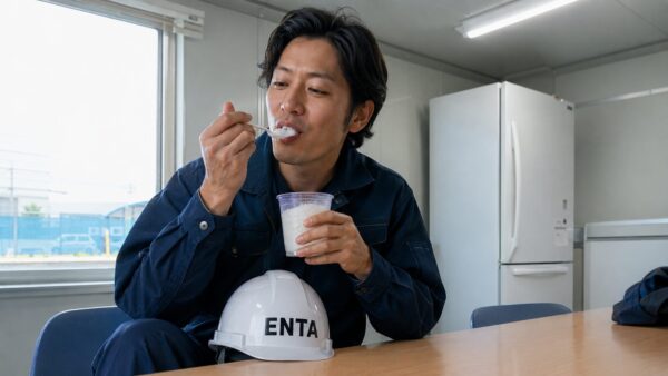 休憩中の作業員 アイススラリー