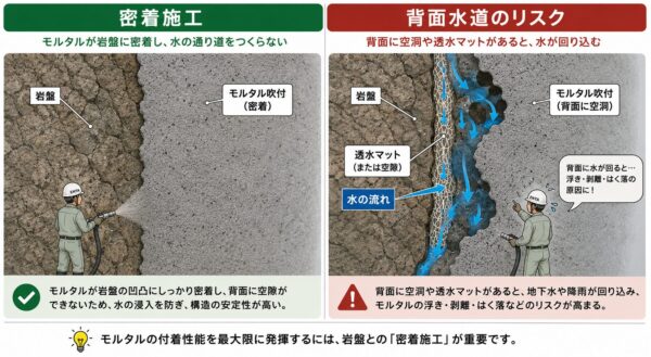 密着施工と背面空洞の違い