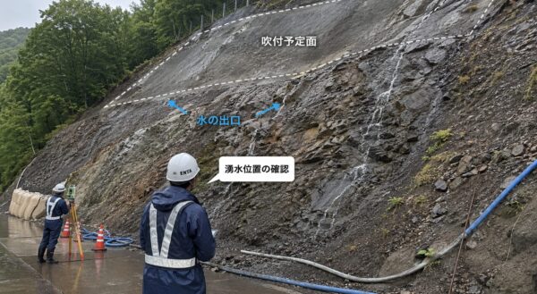 湧水法面の最初の判断