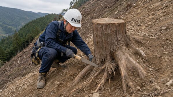 切り株が残る法面の状況