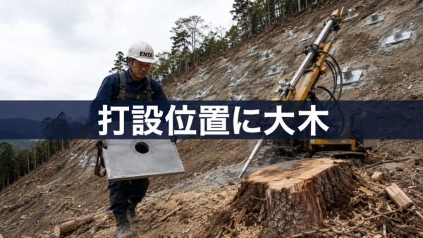 打設位置に大木
