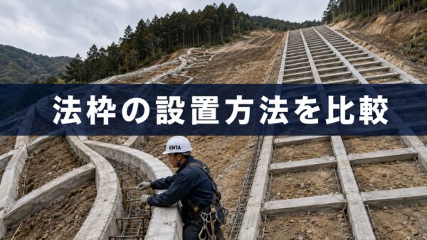法枠施工の曲線・直線比較