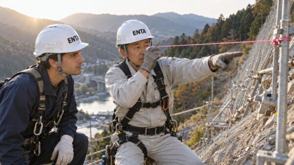 基準線を示す現場監督