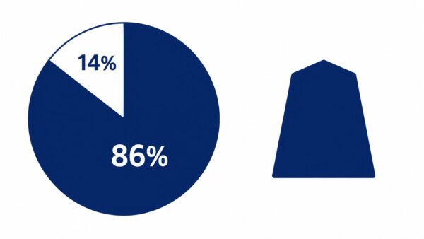 86%円グラフと紺の将棋駒