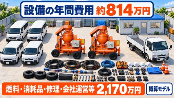 吹付機も車も維持費がかかる